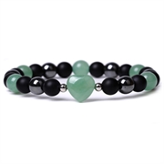 Armbånd af hæmatit, aventurin og abrazin sten. Elastisk. 19 cm